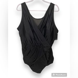 Avenue Faux Wrap Drape Swimsuit Figure Flattering